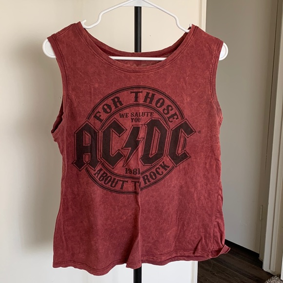 ACDC Burgundy Acid Wash Tank Top - Picture 1 of 4